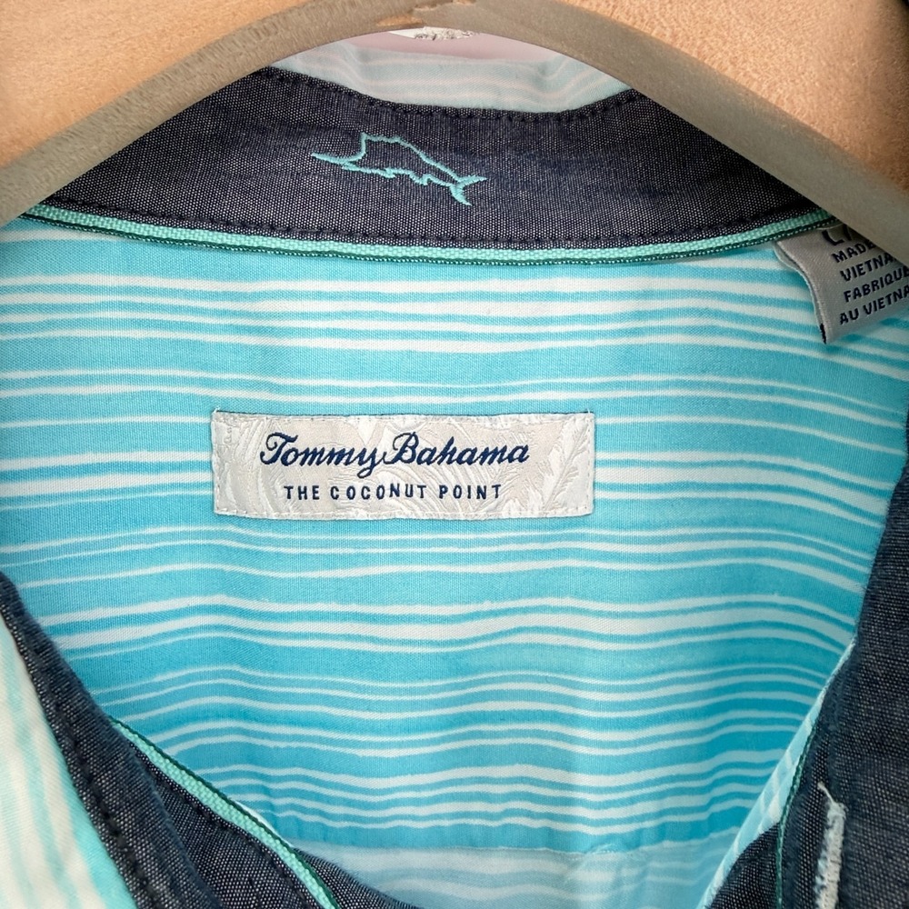 Tommy Bahama Coconut Point Camp Shirt Coastal Resortwear Cobalt Blue Men's Large - Picture 3 of 6
